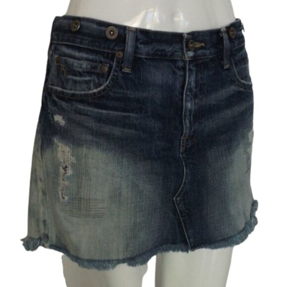 RALPH LAUREN POLO Skirt, 30, Denim Mini, Pockets, Distressed, Cutoff, Zipper fly - Picture 5 of 11